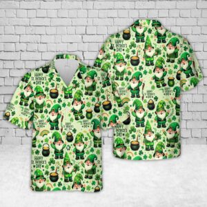 St Patricks Day Hawaiian Shirt, Gnome Happy…