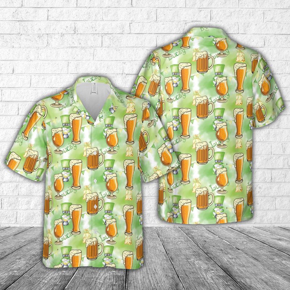 St Patricks Day Hawaiian Shirt, Irish St Patrick’s Day Draft Beer Hawaiian Shirt