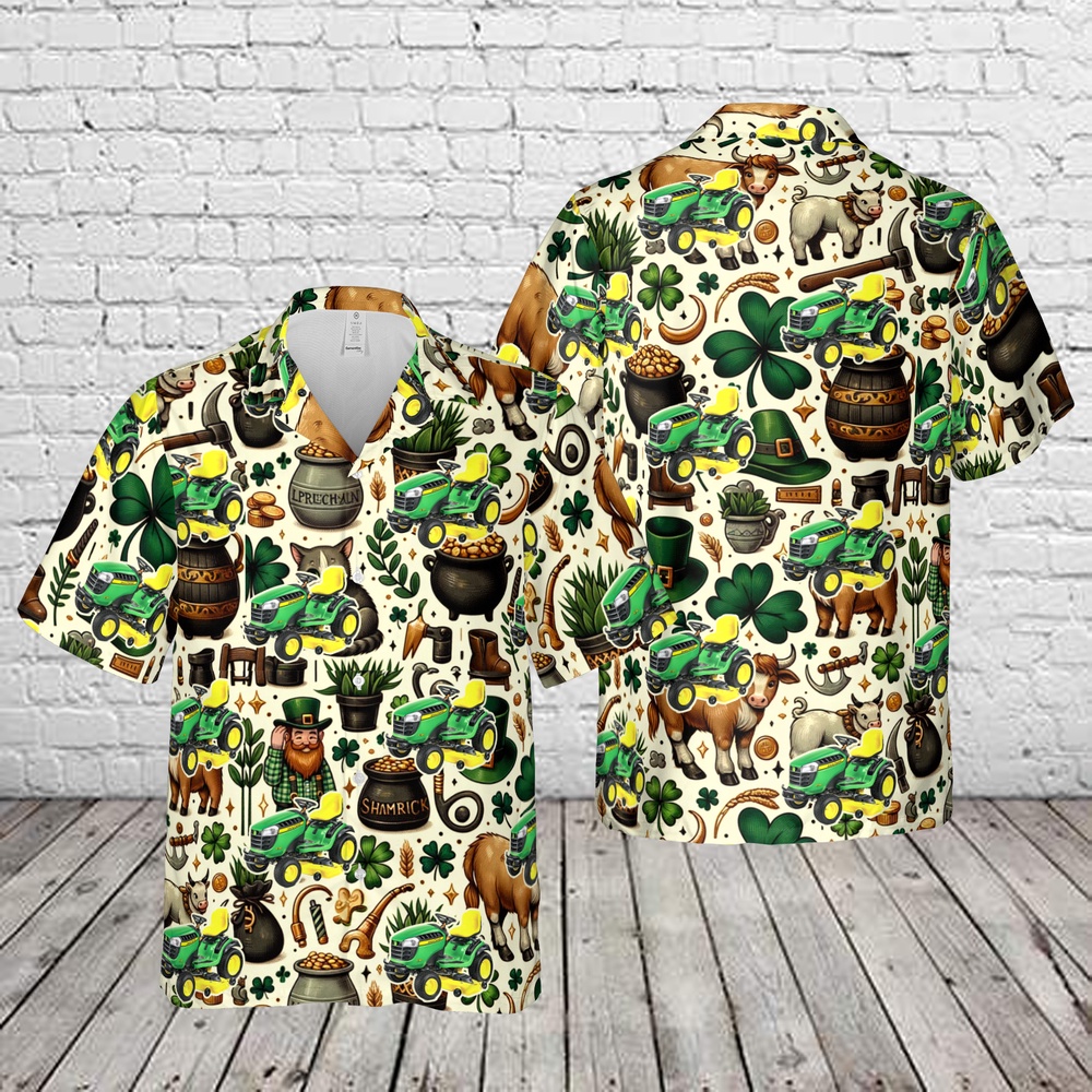 St Patricks Day Hawaiian Shirt, John Deere E180 Lawn Tractor St Patrick’s Day Hawaiian Shirt St Patricks Day Hawaiian Shirt, John Deere E180 Lawn Tractor St Patrick’s Day Hawaiian Shirt
