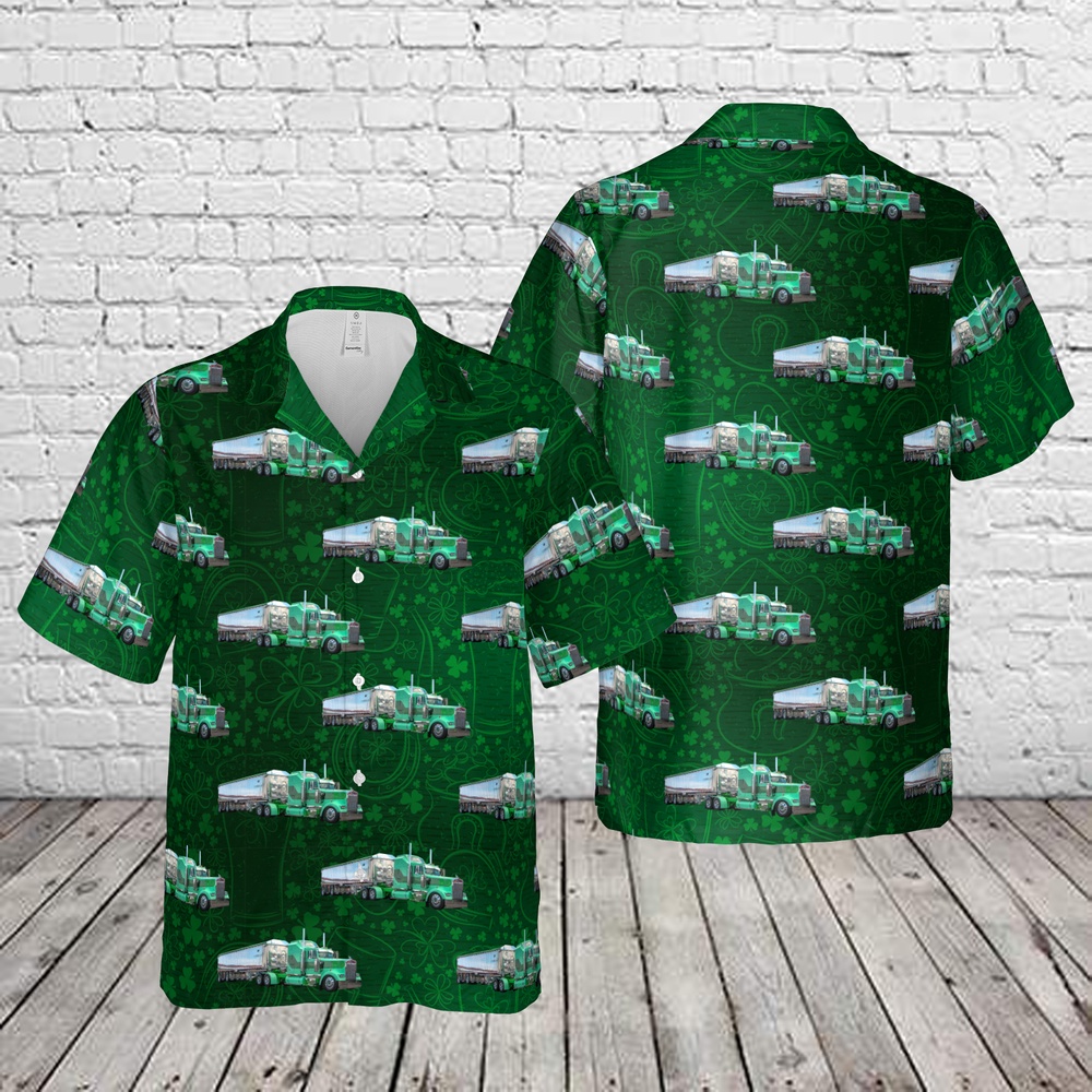 St Patricks Day Hawaiian Shirt, Kenworth W900 Truck, St Patrick’s Day Hawaiian Shirt