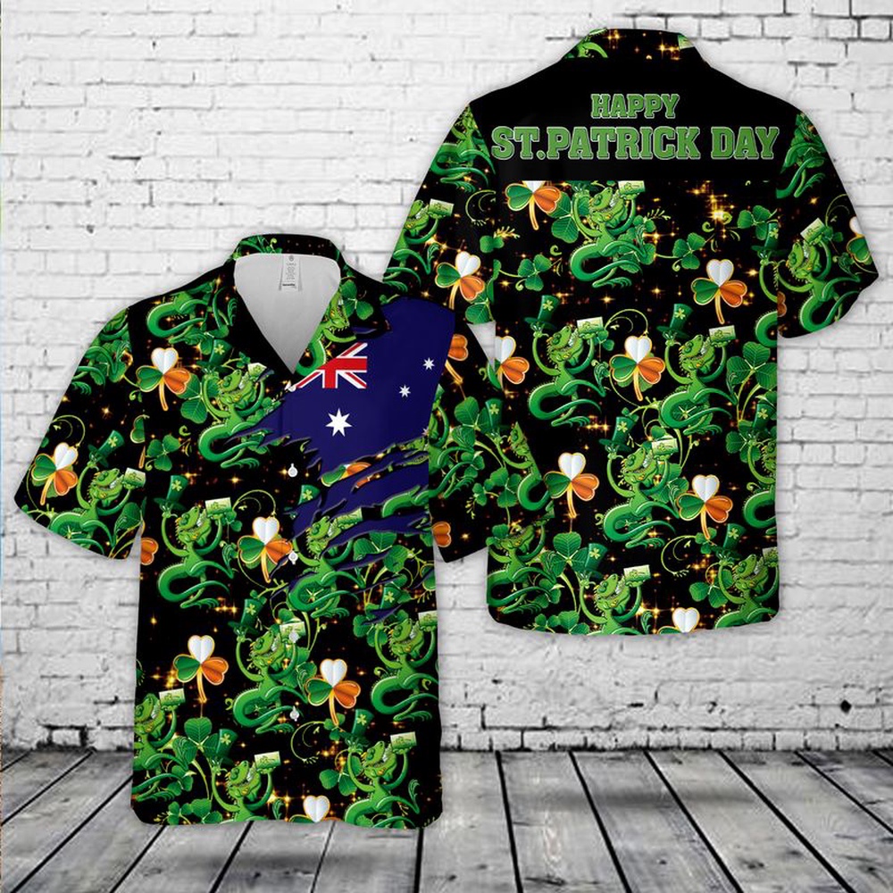 St Patricks Day Hawaiian Shirt, Saint Patrick’s Day Australia Hawaiian Shirt