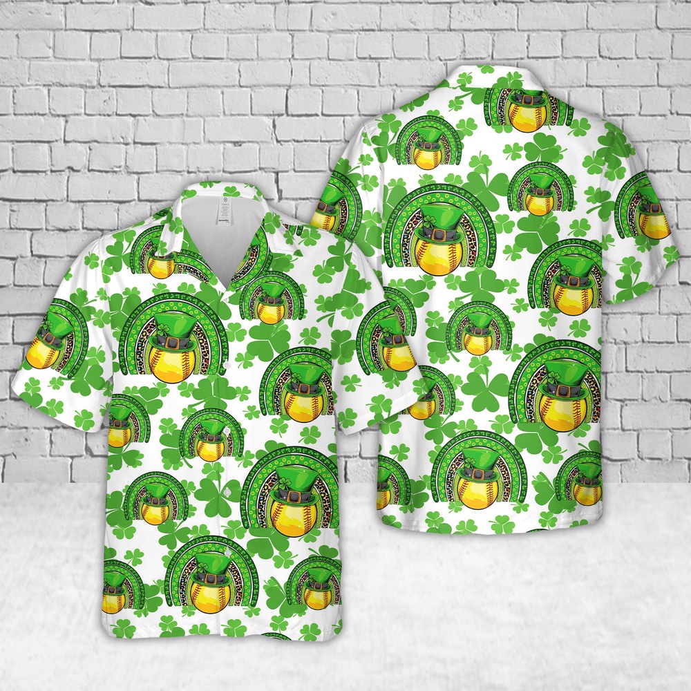 St Patricks Day Hawaiian Shirt, Softball Shamrock St Patrick’s Day Hawaiian Shirt St Patricks Day Hawaiian Shirt, Softball Shamrock St Patrick’s Day Hawaiian Shirt