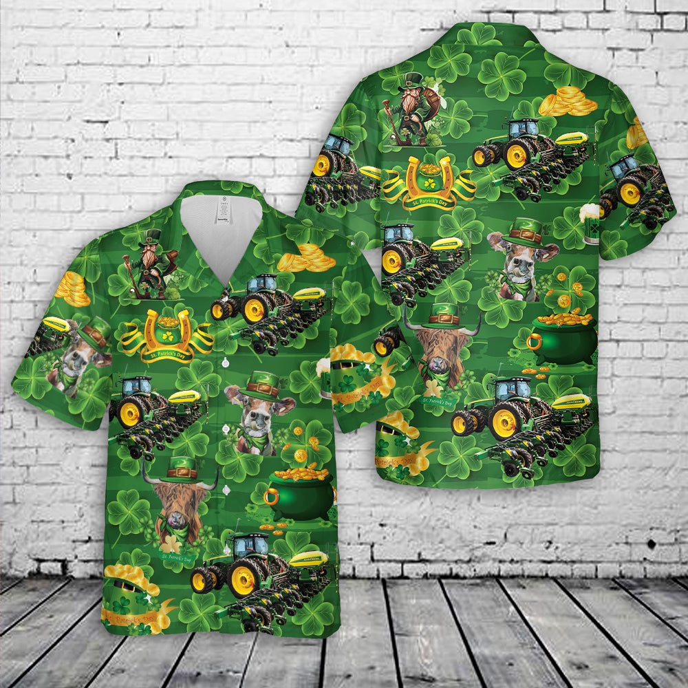 St Patricks Day Hawaiian Shirt - Tractor Planter - St Patrick's Day Hawaiian Shirt