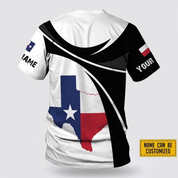 Texas T Shirt, Custom Name Texas Flag And Cow Pattern All Over Print T-Shirt, Texas Longhorns T Shirt