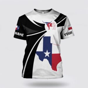 Texas T Shirt Custom Name Texas Flag And Cow Pattern All Over Print T Shirt Texas Longhorns T Shirt 5 wzakni.jpg