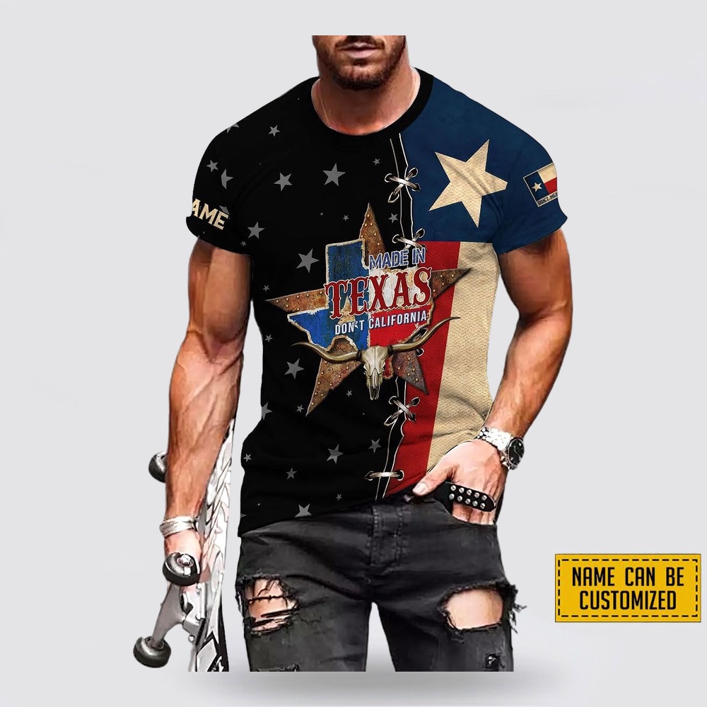 Texas T Shirt, Made In Texas Don’t California All Over Print T-Shirt, Texas Longhorns T Shirt