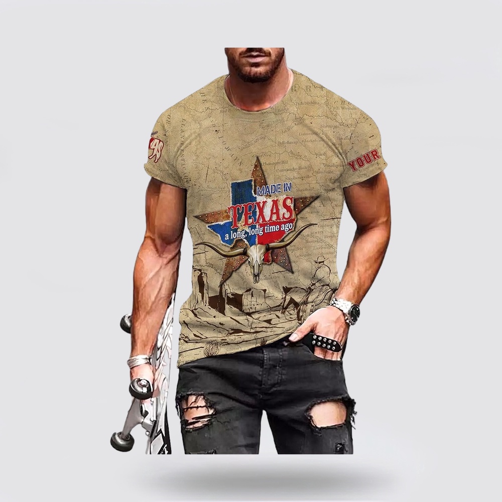 Texas T Shirt, Personalized Made In Texas A Long Long Time Ago All Over Print T-Shirt, Texas Longhorns T Shirt