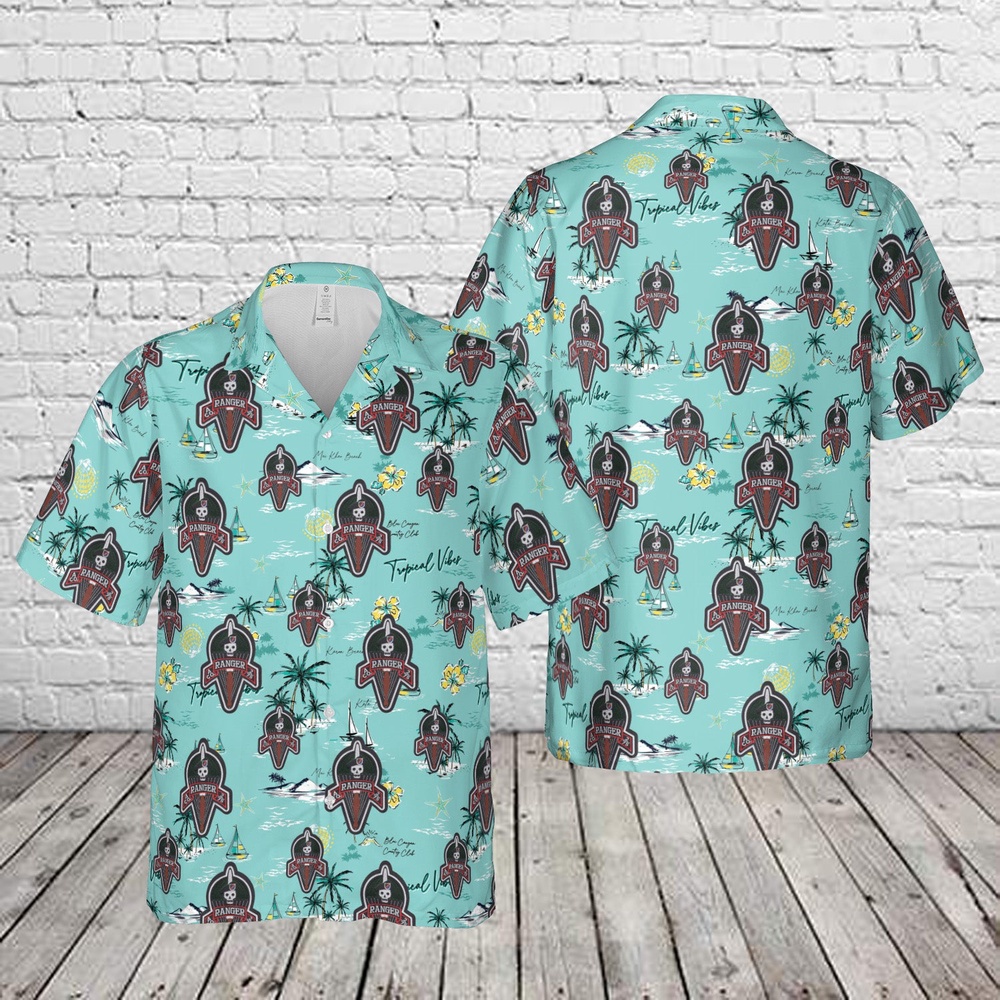 Us Army Hawaiian Shirt, US Army A Co 275 A Company 2nd Battalion 75th Ranger Regiment Patch Hawaiian Shirt