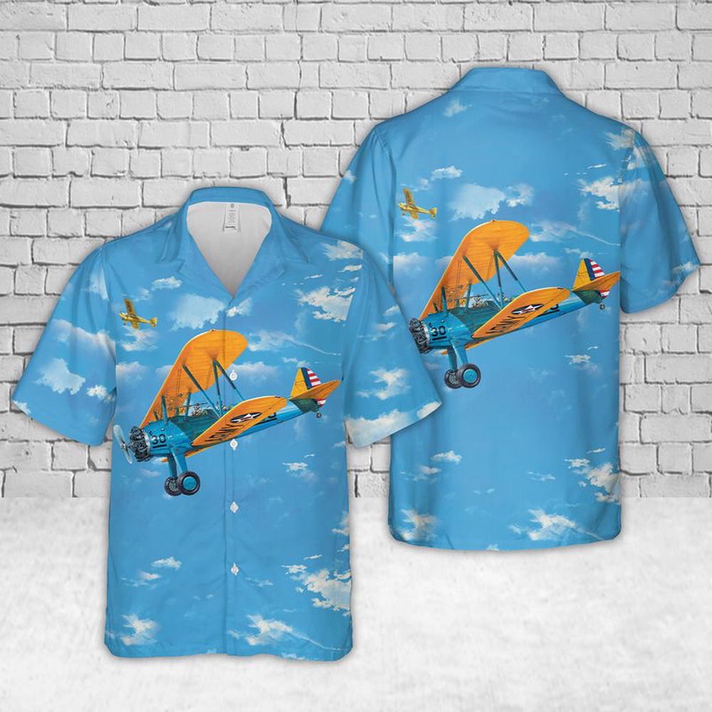 Us Army Hawaiian Shirt, US Army Air Corps Boeing Stearman PT-17 Kaydet Hawaiian Shirt