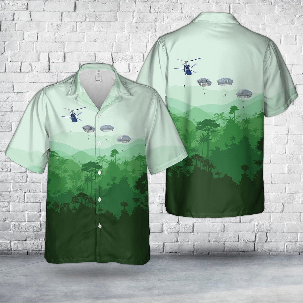 Us Army Hawaiian Shirt, US Army Paratroopers Jump from a CH-47 Chinook Helicopter Onto Bunker Drop Zone in Grafenwoehr Training Area Us Army Hawaiian Shirt, US Army Paratroopers Jump from a CH-47 Chinook Helicopter Onto Bunker Drop Zone in Grafenwoehr Training Area