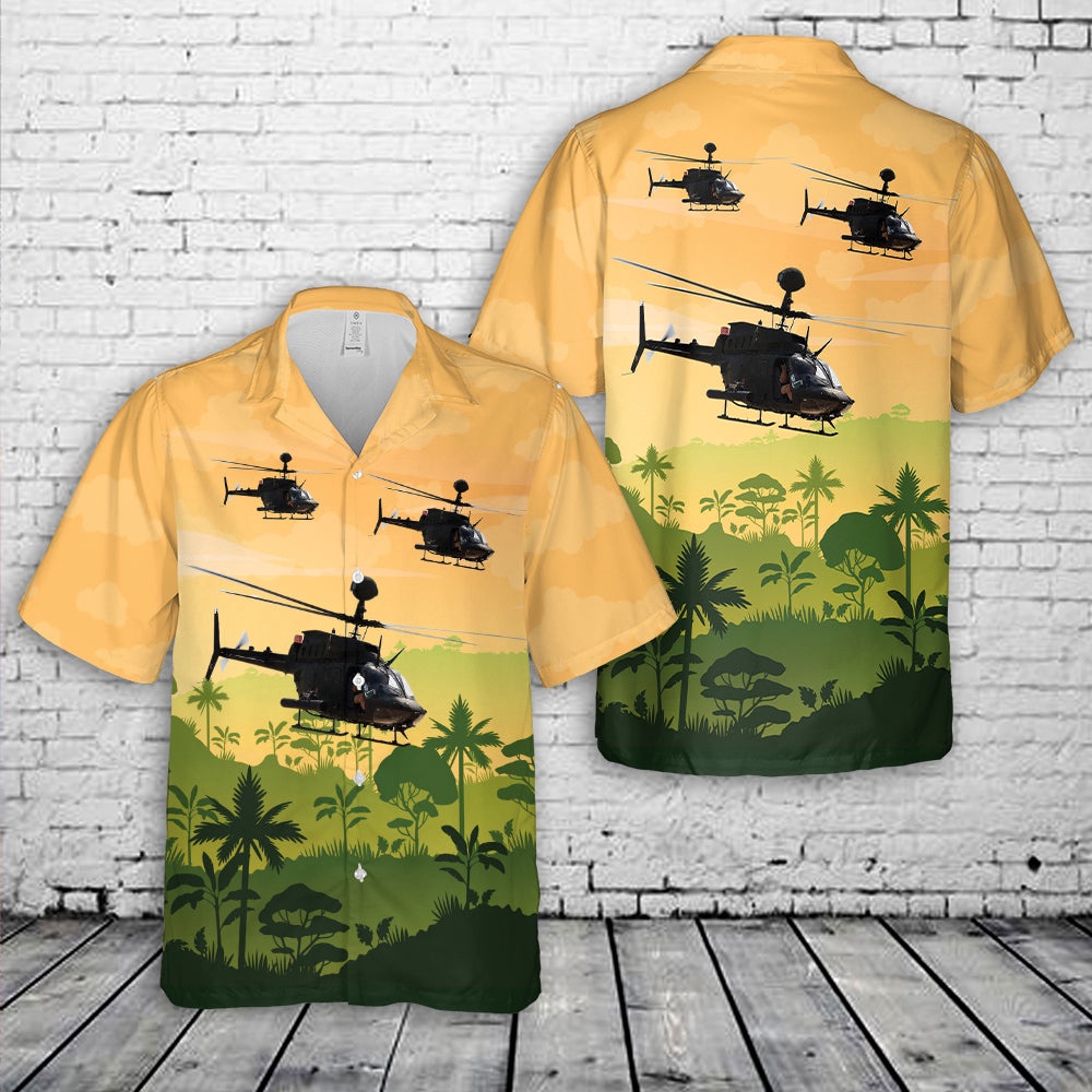 Us Army Hawaiian Shirt, Us Army 82nd Airborne Oh-58d Kiowa Warrior Hawaiian Shirt