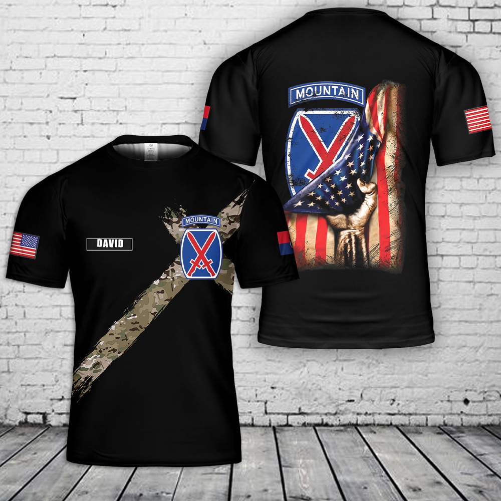 Us Army T Shirt, Personalized US Army 10th Mountain Division T-Shirt