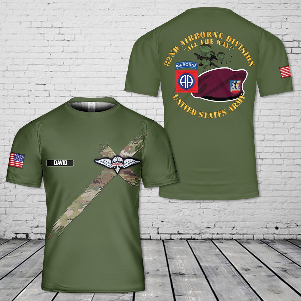 Us Army T Shirt, Personalized US Army 82nd Airborne Division 325 Infantry Regt Rigger Emblem T-Shirt 3D