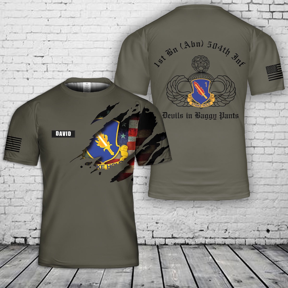 Us Army T Shirt, Personalized US Army 82nd Airborne Division 504th Infantry Regiment 3D T-Shirt