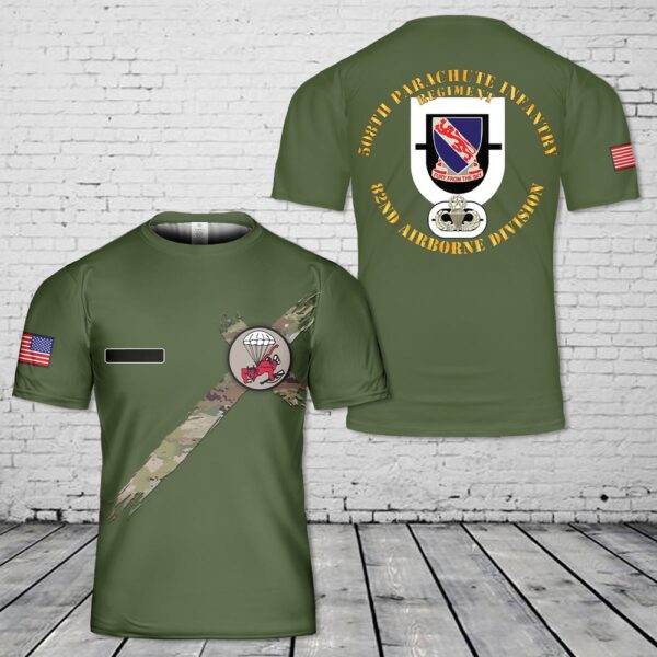 Us Army T Shirt, Personalized US Army 82nd Airborne Division 508th Parachute Infantry Regiment T-Shirt 3D