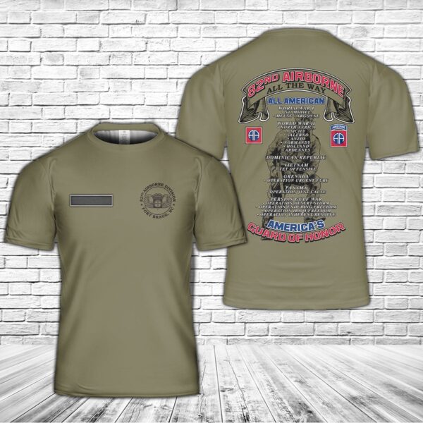 Us Army T Shirt, Personalized US Army 82nd Airborne Division Fort Bragg, NC T-Shirt 3D