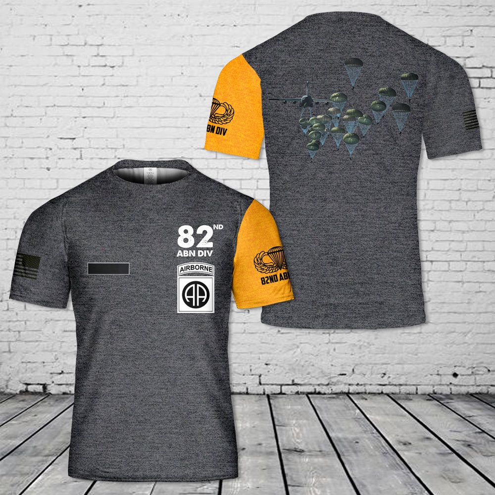 Us Army T Shirt, Personalized US Army Paratroopers With The 82nd Airborne Division Parachute AOP T-Shirts