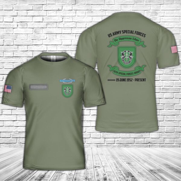 Us Army T Shirt, Personalized US Army Special 10th Special Forces Group (10th SFG) CIB T-Shirt 3D