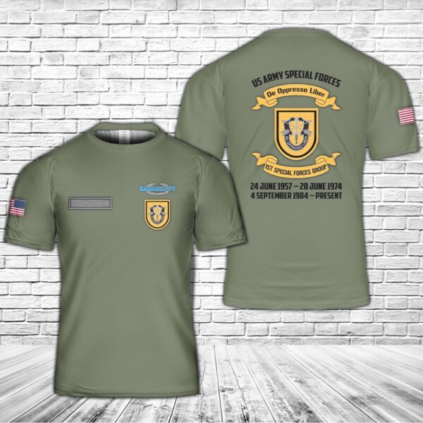 Us Army T Shirt, Personalized US Army Special 1st Special Forces Group (1st SFG)(A) CIB T-Shirt 3D
