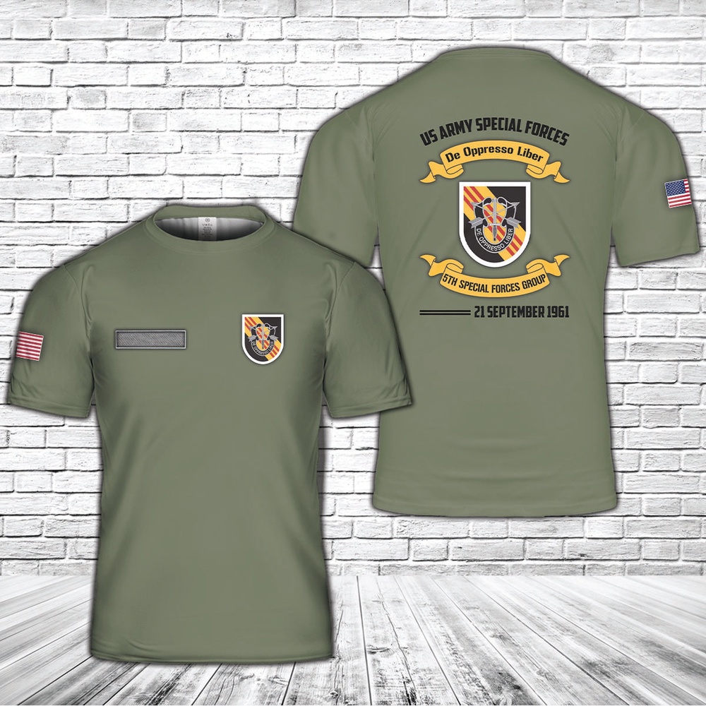 Us Army T Shirt, Personalized US Army Special 5th Special Forces Group (5th SFG)(A) AOP T-Shirt