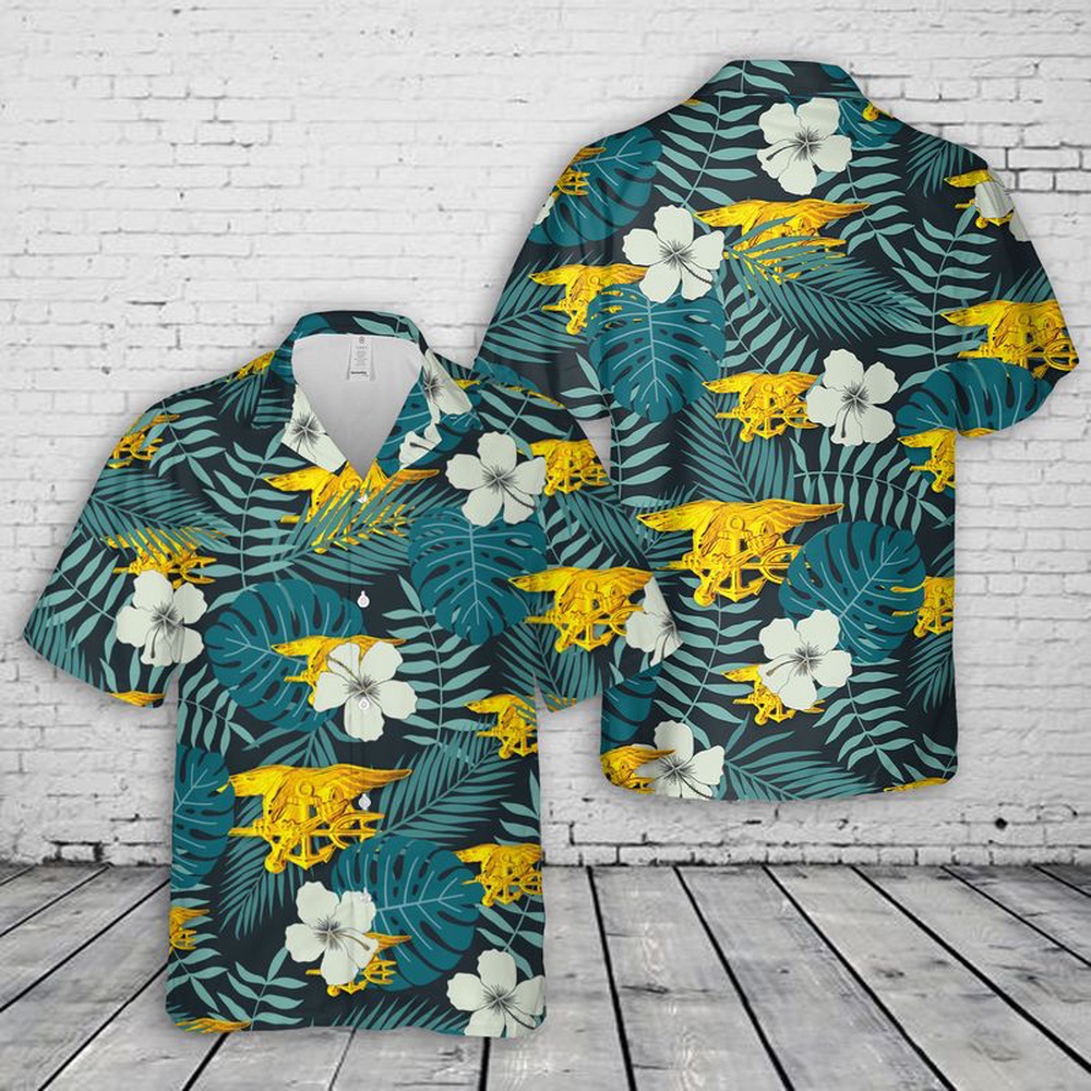 Us Navy Hawaiian Shirt, Navy Special Warfare insignia Hawaiian Shirt, Military Aloha Shirt Us Navy Hawaiian Shirt, Navy Special Warfare insignia Hawaiian Shirt, Military Aloha Shirt