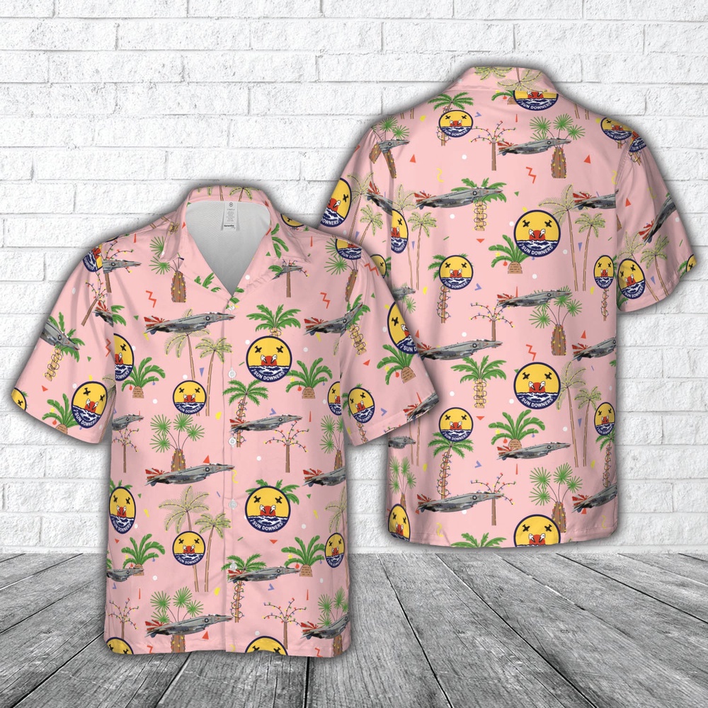 Us Navy Hawaiian Shirt, US Navy F-4B Phantom II of VF-111 ‘Sundowners’ Christmas Hawaiian Shirt, Military Aloha Shirt