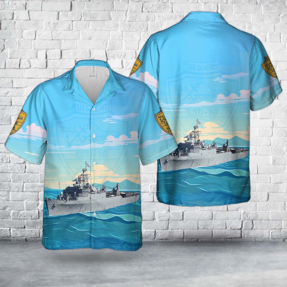 Us Navy Hawaiian Shirt, US Navy USS Anchorage (LSD-36) Hawaiian Shirt, Military Aloha Shirt