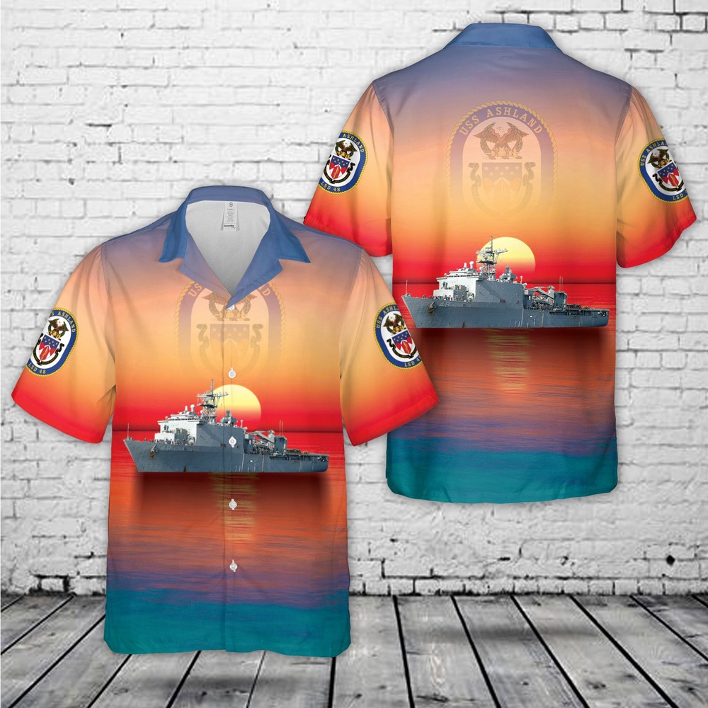 Us Navy Hawaiian Shirt, US Navy USS Ashland (LSD-48) Hawaiian Shirt, Military Aloha Shirt Us Navy Hawaiian Shirt, US Navy USS Ashland (LSD-48) Hawaiian Shirt, Military Aloha Shirt