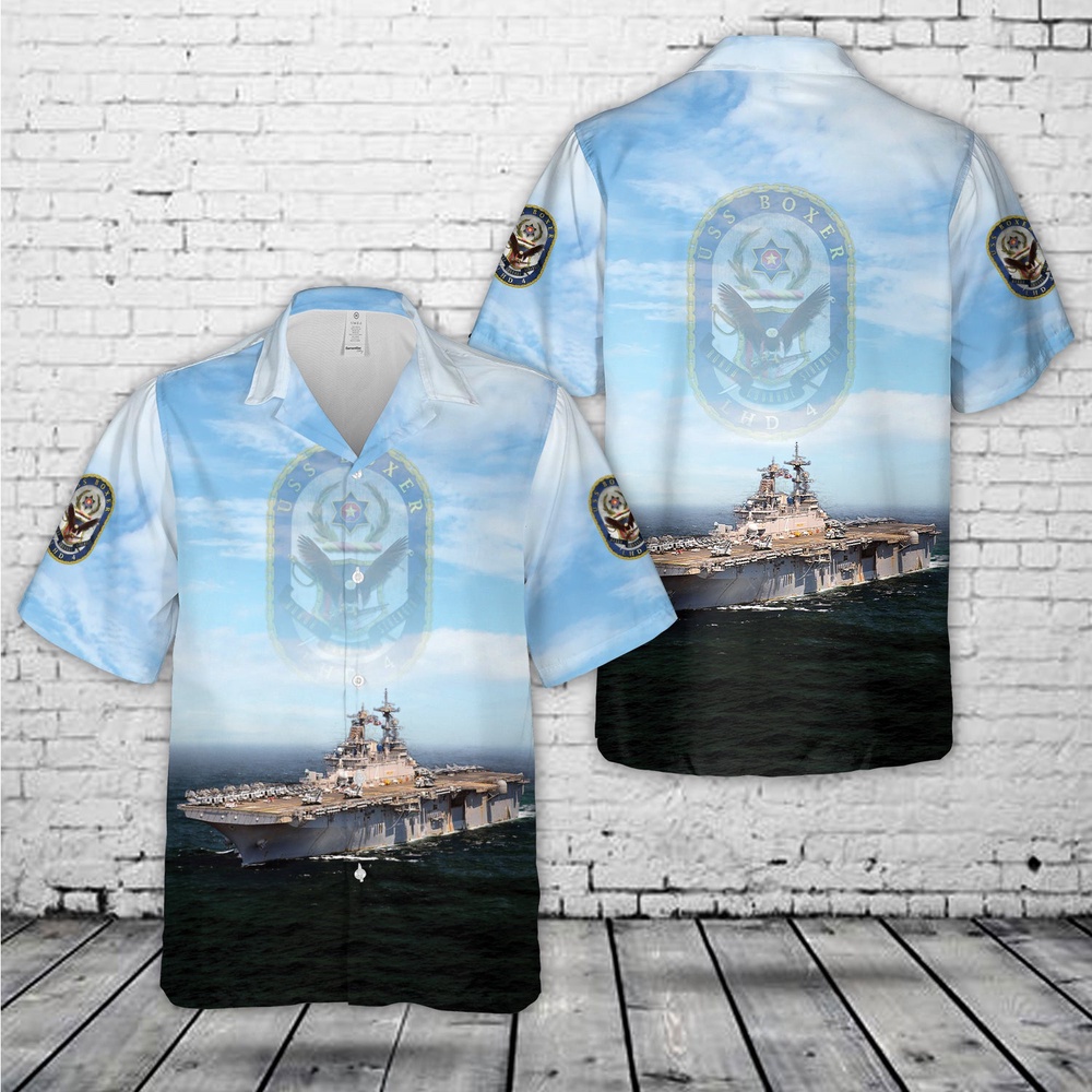 Us Navy Hawaiian Shirt, US Navy USS Boxer (LHD-4) Boxer Expeditionary Strike Group Hawaiian Shirt, Military Aloha Shirt Us Navy Hawaiian Shirt, US Navy USS Boxer (LHD-4) Boxer Expeditionary Strike Group Hawaiian Shirt, Military Aloha Shirt