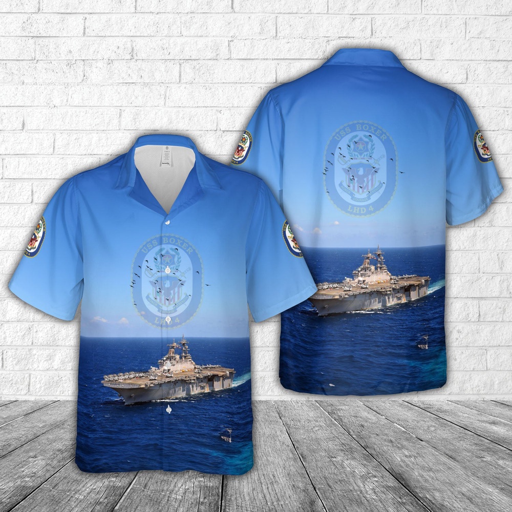 Us Navy Hawaiian Shirt, US Navy USS Boxer (LHD-4) Hawaiian Shirt, Military Aloha Shirt Us Navy Hawaiian Shirt, US Navy USS Boxer (LHD-4) Hawaiian Shirt, Military Aloha Shirt