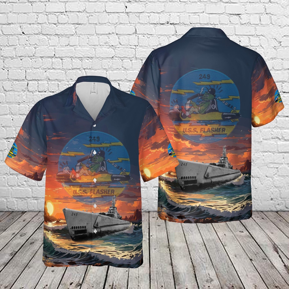 Us Navy Hawaiian Shirt, US Navy USS Flasher (SS-249) Gato-class submarine In WWII Hawaiian Shirt, Military Aloha Shirt