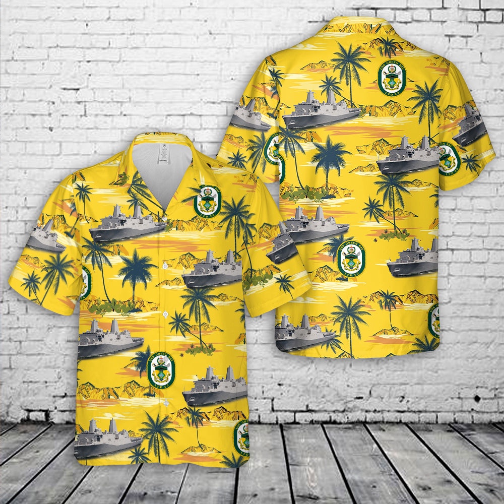 Us Navy Hawaiian Shirt, US Navy USS Green Bay LPD-20 Amphibious Transport Dock Hawaiian Shirt, Military Aloha Shirt