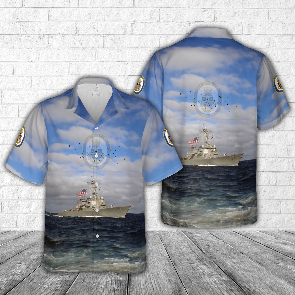 Us Navy Hawaiian Shirt, US Navy USS Mitscher (DDG-57) Arleigh Burke class Hawaiian Shirt, Military Aloha Shirt Us Navy Hawaiian Shirt, US Navy USS Mitscher (DDG-57) Arleigh Burke class Hawaiian Shirt, Military Aloha Shirt