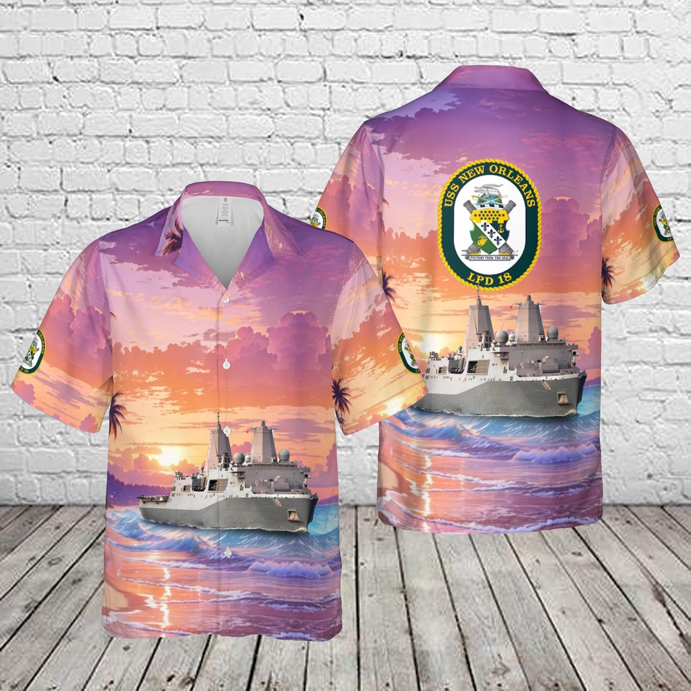 Us Navy Hawaiian Shirt, US Navy USS New Orleans (LPD-18) Hawaiian Shirt, Military Aloha Shirt Us Navy Hawaiian Shirt, US Navy USS New Orleans (LPD-18) Hawaiian Shirt, Military Aloha Shirt