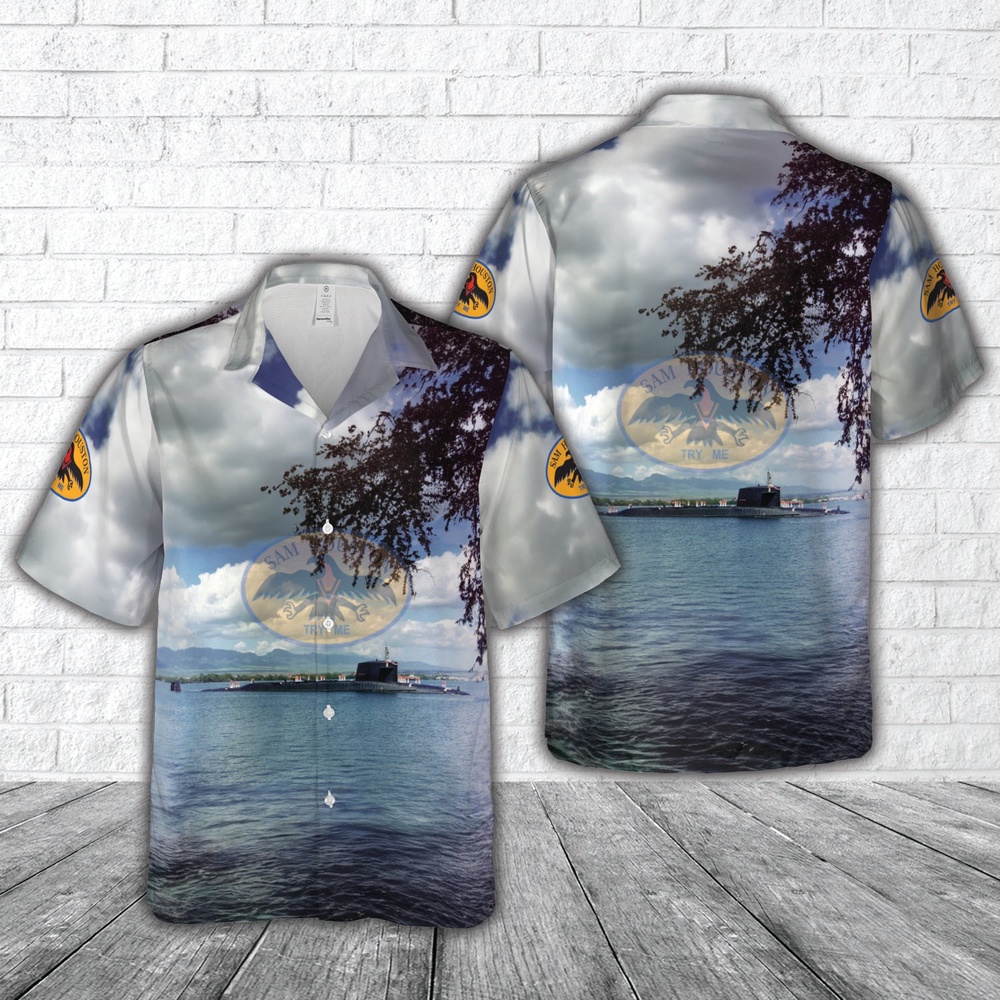 Us Navy Hawaiian Shirt - US Navy USS Sam Houston (SSBN-609) Hawaiian Shirt - Military Aloha Shirt