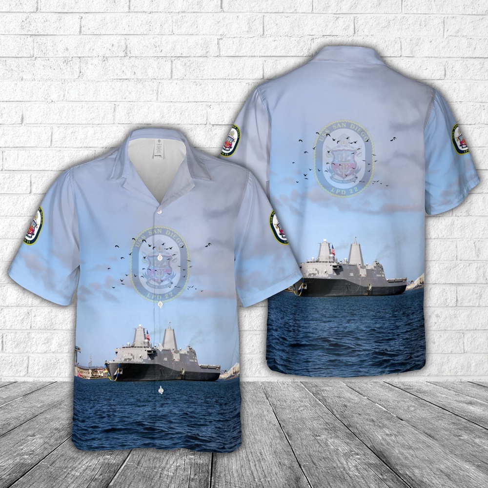 Us Navy Hawaiian Shirt, US Navy USS San Diego (LPD-22) Hawaiian Shirt, Military Aloha Shirt Us Navy Hawaiian Shirt, US Navy USS San Diego (LPD-22) Hawaiian Shirt, Military Aloha Shirt
