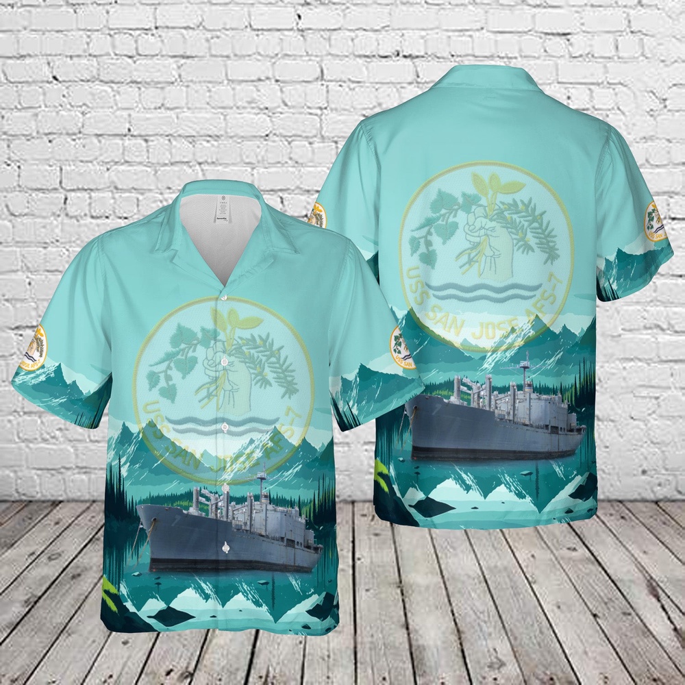 Us Navy Hawaiian Shirt, US Navy USS San Jose (AFS-7) Hawaiian Shirt, Military Aloha Shirt Us Navy Hawaiian Shirt, US Navy USS San Jose (AFS-7) Hawaiian Shirt, Military Aloha Shirt