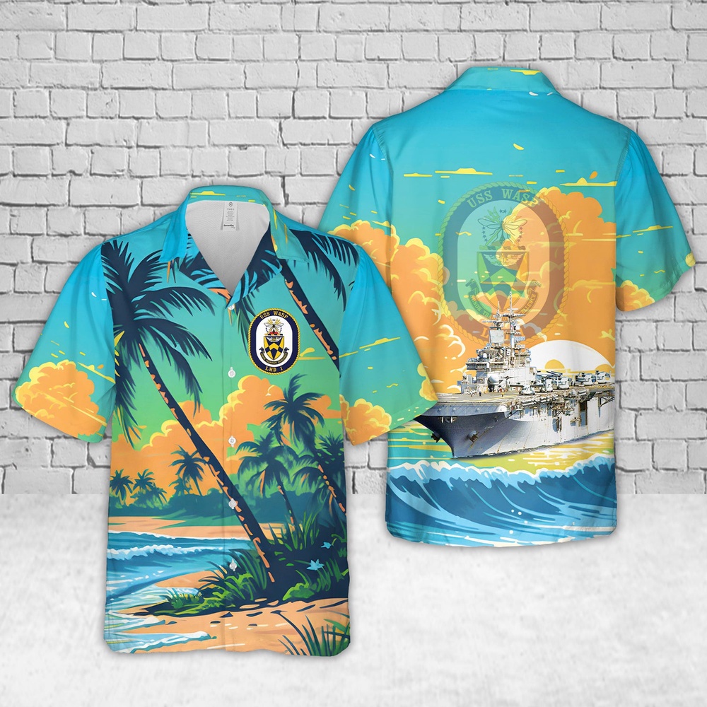 Us Navy Hawaiian Shirt, US Navy USS Wasp (LHD-1) Wasp Expeditionary Strike Group Hawaiian Shirt, Military Aloha Shirt