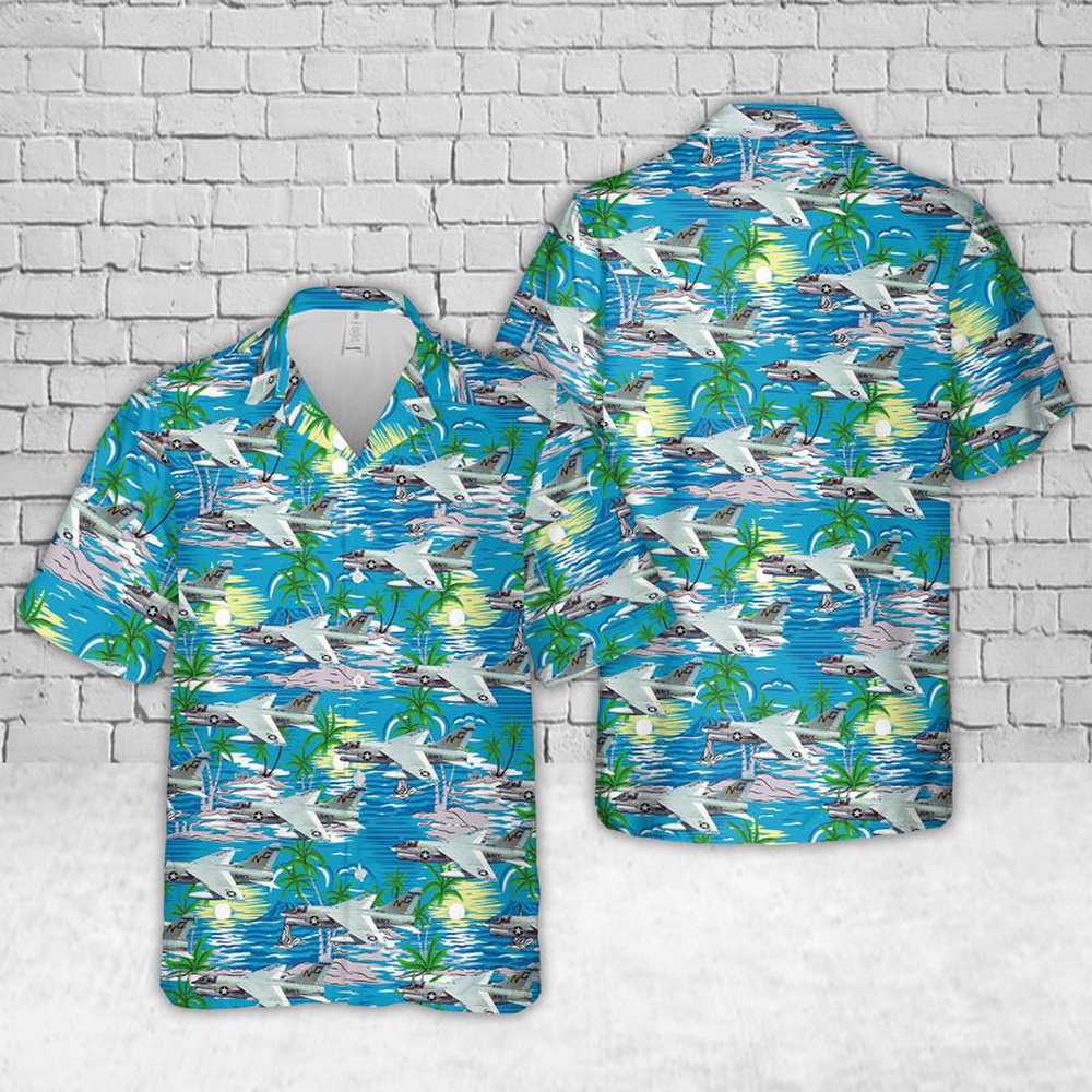Us Navy Hawaiian Shirt, US Navy VA-146 LTV A-7 Corsair Hawaiian Shirt, Military Aloha Shirt