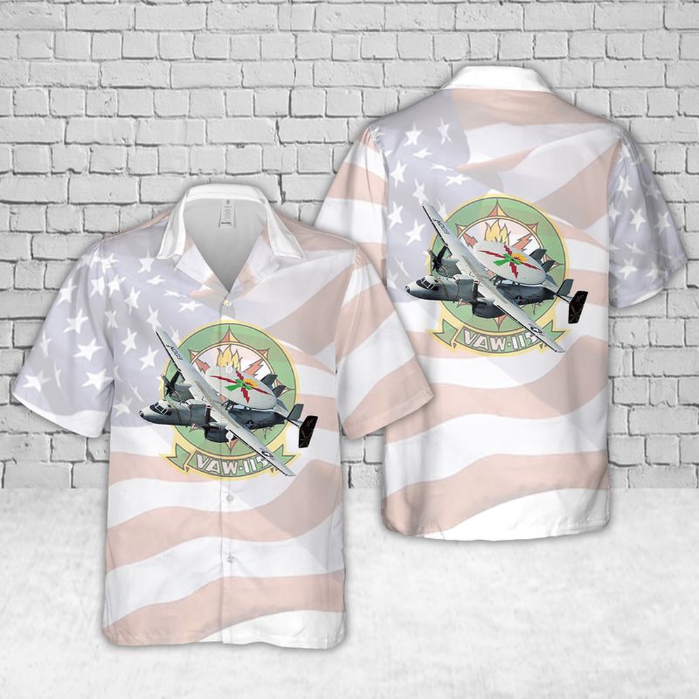 Us Navy Hawaiian Shirt, US Navy VAW-115 Liberty Bells E-2D Hawaiian Shirts, Military Aloha Shirt