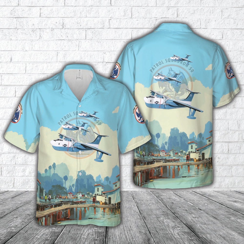 Us Navy Hawaiian Shirt, US Navy VP-50 Blue Dragon Martin P5M Marlin Hawaiian Shirt, Military Aloha Shirt Us Navy Hawaiian Shirt, US Navy VP-50 Blue Dragon Martin P5M Marlin Hawaiian Shirt, Military Aloha Shirt