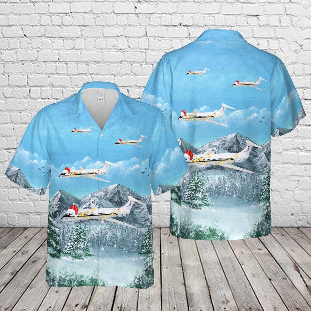Us Navy Hawaiian Shirt, US Navy VR-52 Taskmasters C-9B Skytrain II Christmas Hawaiian Shirt, Military Aloha Shirt