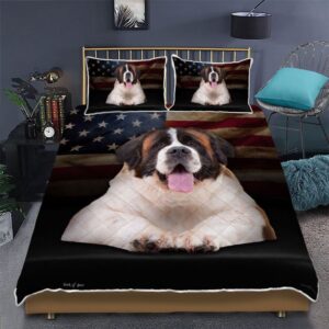 Valentine Bedding Set, Saint Bernard Dog Quilt…