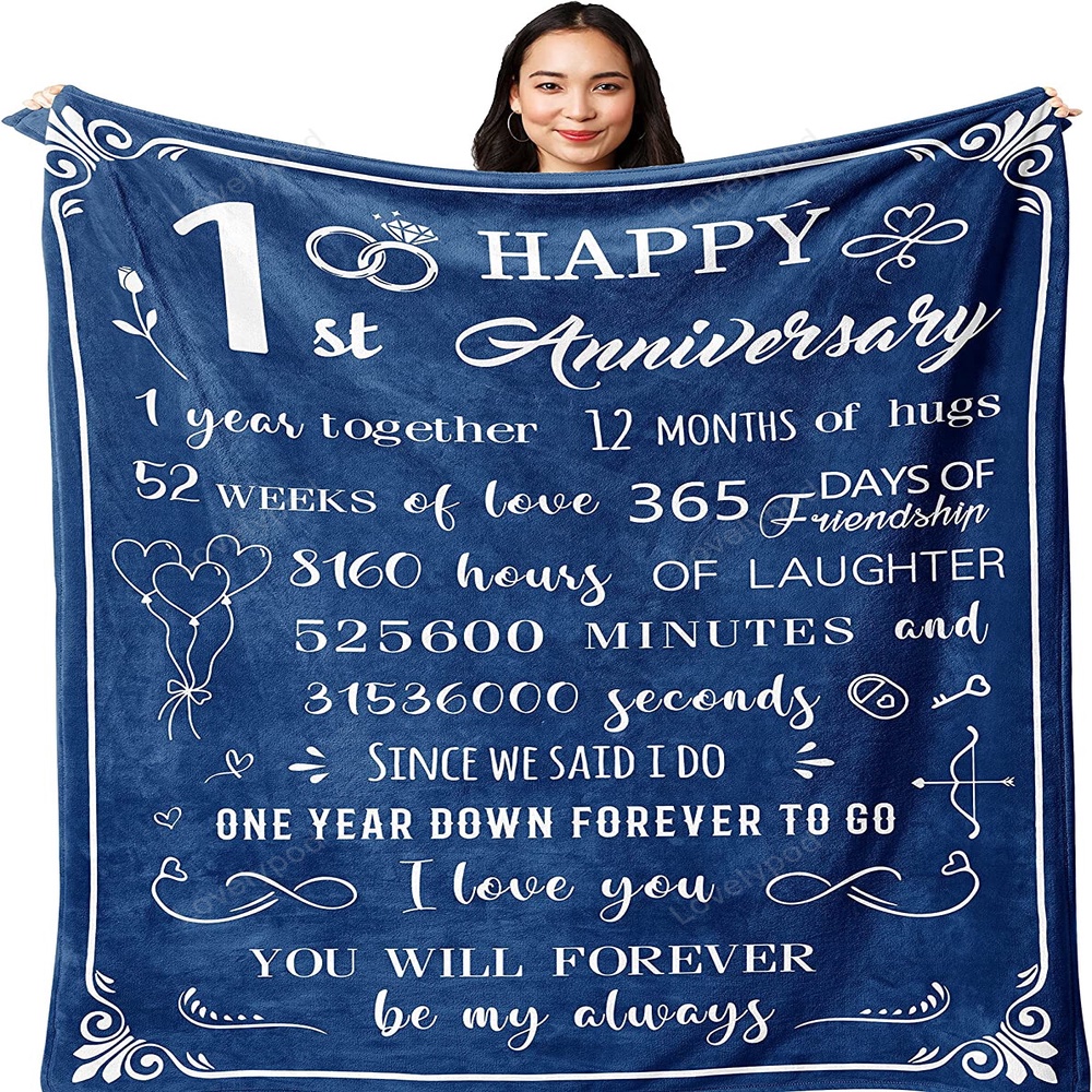 Valentine Blanket, 1St Wedding Anniversary Blanket, 1 Year Anniversary For Boyfriend, Girlfriend Valentine Blanket, 1St Wedding Anniversary Blanket, 1 Year Anniversary For Boyfriend, Girlfriend