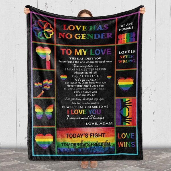 Valentine Blanket, Custom Lgbt Blanket Love Has No Gender, Gift For Birthday Anniversary Valentines Day