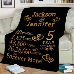 Valentine Blanket Customized 5 Year Anniversary Fleece Blanket For Your Love Partner Blanket For Couples Valentine 2 ehnsxm.jpg