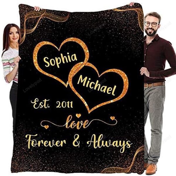 Valentine Blanket, Customized Fleece Blankets For Wife With Husbands Name, Best Gift For Your Life Partner Gifts