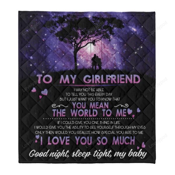 Valentine Blanket, Gift For Girlfriend Blanket, To My Girlfriend You Mean The World To Me