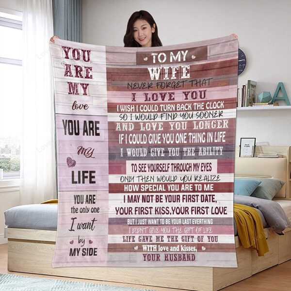 Valentine Blanket, Gifts For Wife- Anniversary Birthday Gift For Her Romantic, To My Wife Blanket From Husband