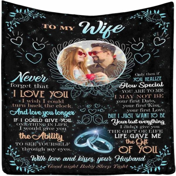 Valentine Blanket, Personalized Blanket To My Wife, I Love You With My Whole Heart Throw Blanket